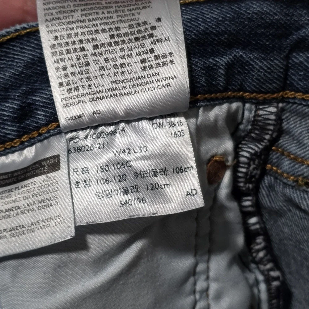Levis 501 Jeans Mens 42x30 Blue Denim Button Fly Straight Leg Classic Fit Dark‎